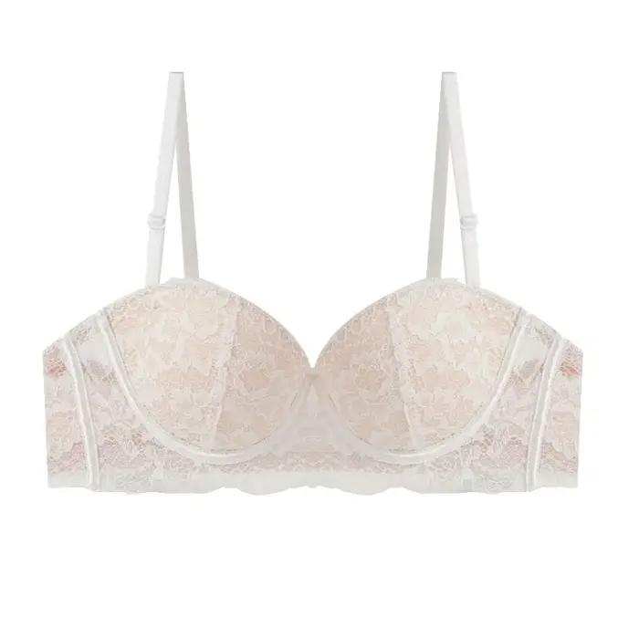 Soutien-gorge en dentelle noire pour femmes, petites coffres, Bralette, bandoulière amovible, anneau