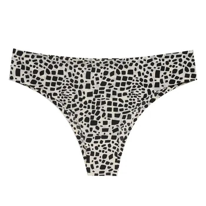 Ice Injong-Culotte brésilienne léopard pour femme, sous-vêtement sexy, doux pour la peau, bikini con