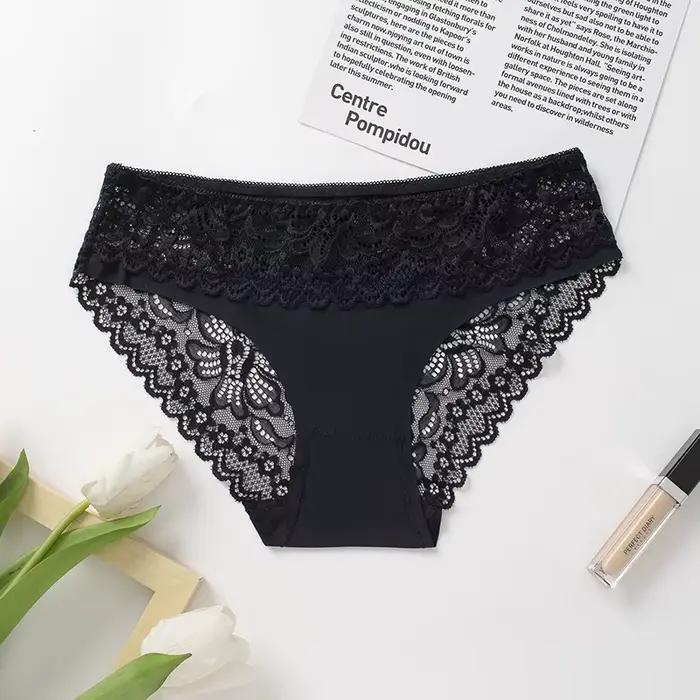 BZEL Sexy femmes culottes dentelle Lingerie Foral solide femmes sous-vêtements évider femme slips co