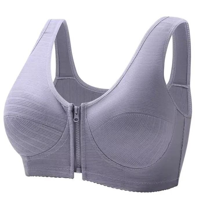 Soutien-gorge sans armatures pour femme, doux et confortable, avec fermeture éclair frontale, sans c