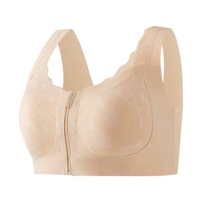 Soutien-gorge réglable post-mastectomie avec fermeture éclair sur le devant, sans armatures, confort