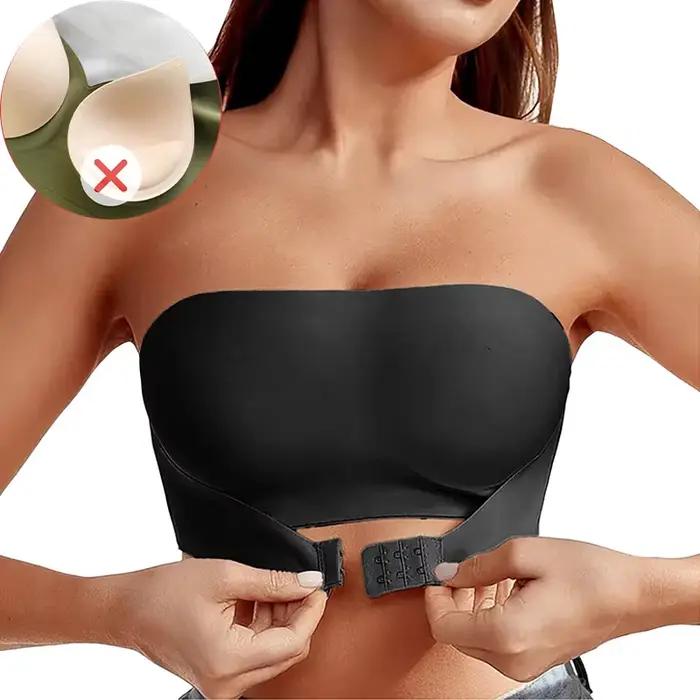 Soutien-gorge sans bretelles sans couture pour femmes, rembourré amovible, haut en soie glacée douce