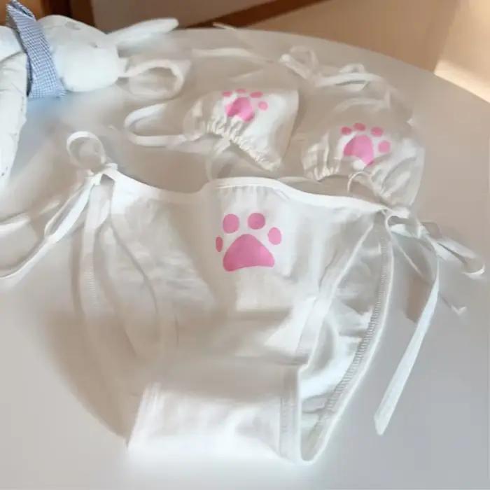 Lingeries Sexy à lacets Lolita ensemble de sous-vêtements pour femmes Kawaii griffe de chat ensemble
