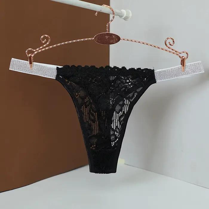Sous-vêtements pour femmes string femmes taille moyenne Sexy couleur unie dentelle string pêche culo