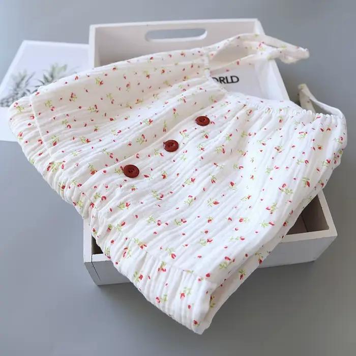 Nouvelle Robe de Nuit Longue à Imprimé Floral pour Femme, en Coton Pur, Lingerie Confortable, Vêteme