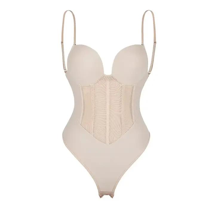 Combinaison de batterie à sangle pour femme, Body Shaper, Compression, Dos nu, Protruance, Sous-vête