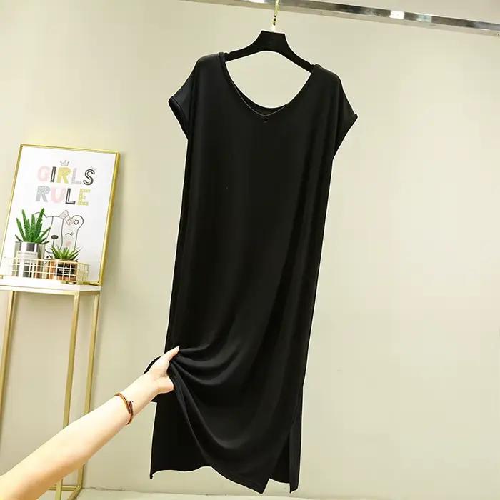 Robe de Nuit Mi-Longue pour Femme, Vêtement à Col en V, Ligne A, Longueur aux Genoux, pour la Maison