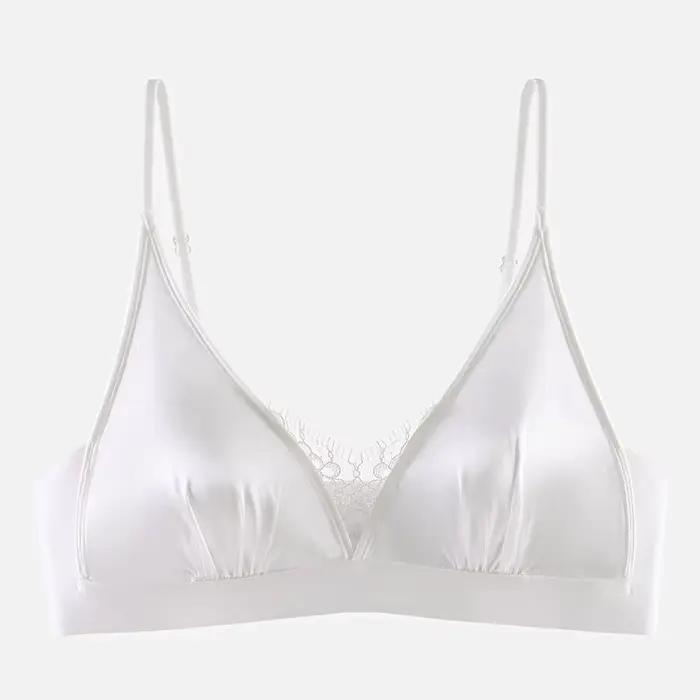 Soutien-gorge élégant français sans armatures, lingerie de luxe en satin, bralette pour petite poitr
