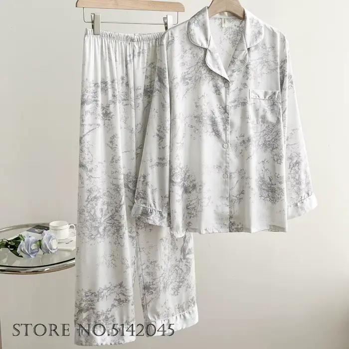 Grande taille 4XL femme 2 pièces Pyjamas ensemble vêtements de détente douce fille imprimer fleur dé