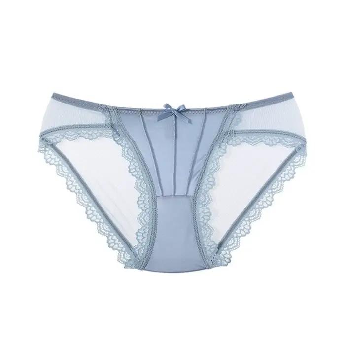 Culottes confortables à taille basse en dentelle, transparentes avec nœud, lingerie féminine, entrej