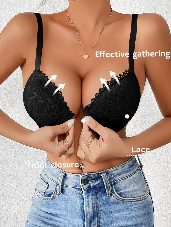 Soutien-gorge push-up en dentelle élégant pour femmes, coussinets non amovibles sans couture, soutie