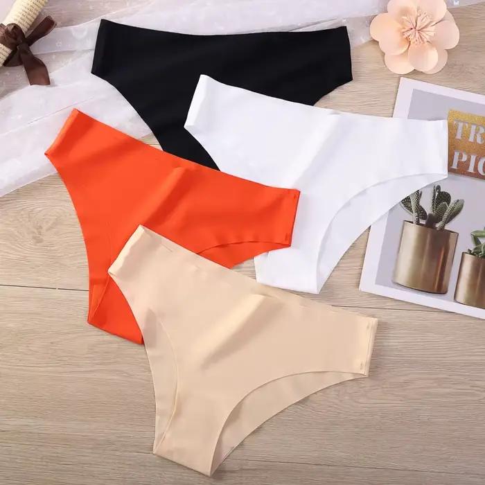 Strings sans couture pour femmes, culottes sexy respirantes, taille en V, sous-vêtements, lot de 4