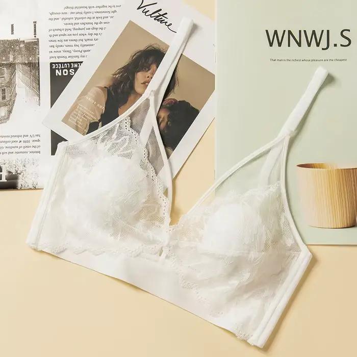 Soutien-gorge Push Up en dentelle pour femmes, Bralettes sans armatures, couleur unie, Patchwork, br