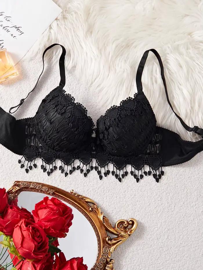 Soutien-gorge tricoté quotidien pour femme, sexy, avec patchwork en dentelle en forme de cœur et bor