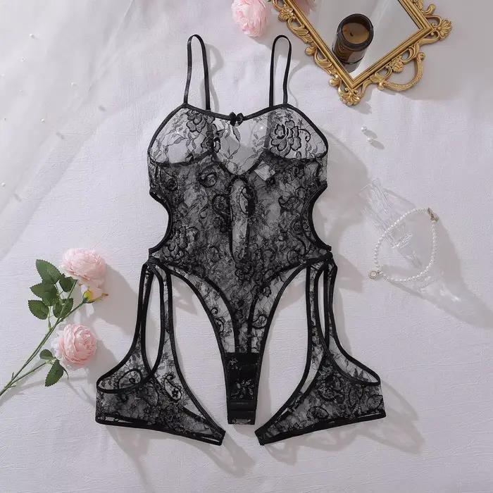 Ellolace – Nouveaux ensembles de lingerie exclusifs pour femmes, bodys sexy évidés à entrejambe ouve