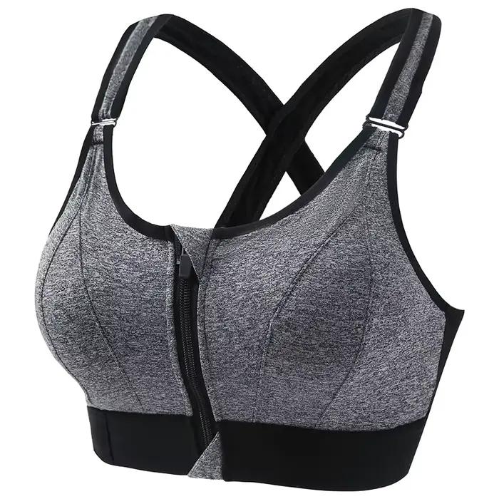 Soutien-gorge de sport grande taille pour femmes, sans fil, Absorption des chocs, beau dos froncé, A