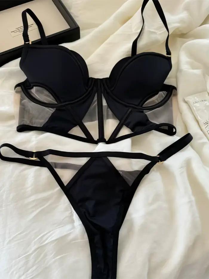 Ensemble de soutien-gorge en arête de poisson avec sous-vêtement, soutien-gorge en dentelle fine, so