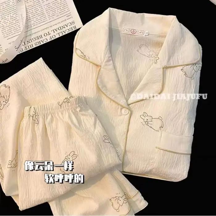 Pyjama imprimé floral pour femmes, ensemble de vêtements de nuit doux et confortables, hauts à manch