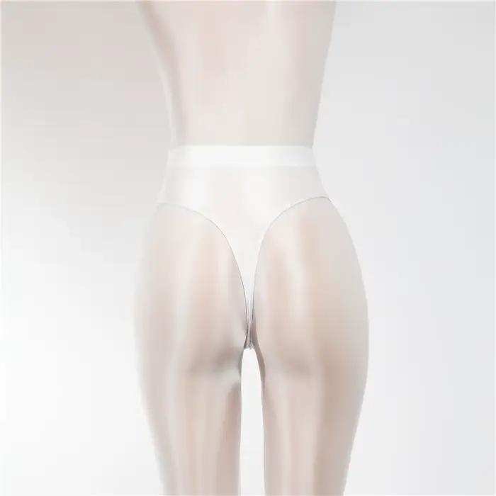 Satin brillant brillant taille haute string transparent voir à travers Sexy bref couleur bonbon t-ba