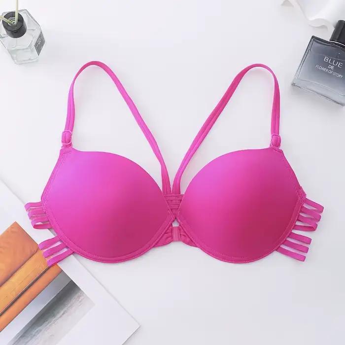 Soutien-gorge dos croisé sans fil, tissu polyuréthane Sexy pour jeunes, froncé, Invisible, respirant