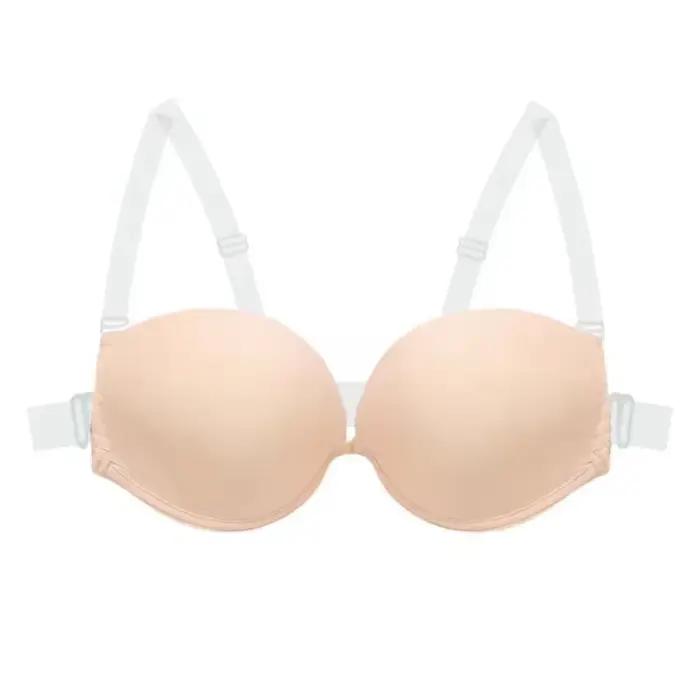Soutien-gorge push-up multi-positions sans dos - Bralette invisible avec bretelles transparentes amo