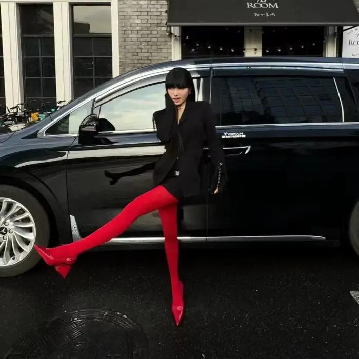 Collants transparents rouges pour femmes, lingerie mince, collants d'hiver, leggings en dentelle, co