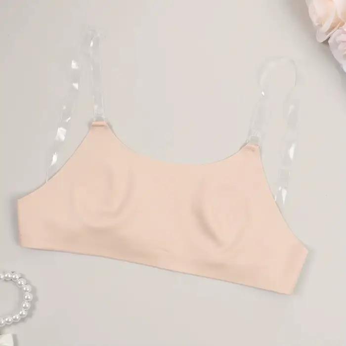 Soutien-gorge dos nu sans doublure avec bretelles transparentes pour femmes, sans fil, sans couture,