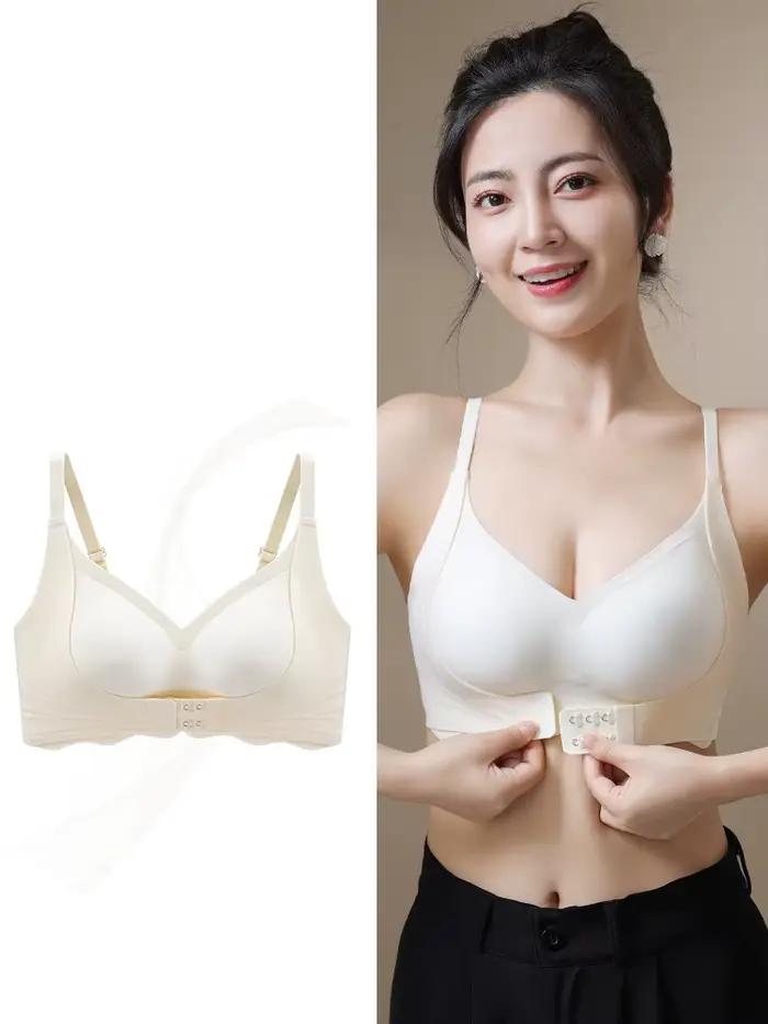 Soutien-gorge push-up côtelé à bouton avant pour femme avec petits seins, soutien-gorge push-up et s
