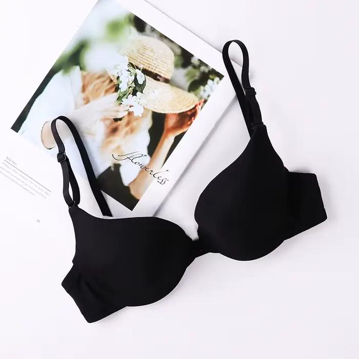 2025 nouvelle mode couleur unie soutien-gorge push-up A-B tasse bouton avant femmes Sexy Simple Ling