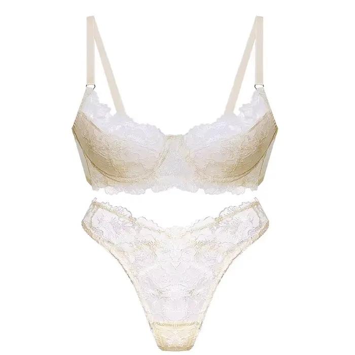 Ensemble de Lingerie Sexy en dentelle brodée pour femmes, avec petits seins, push-up et Anti-affaiss