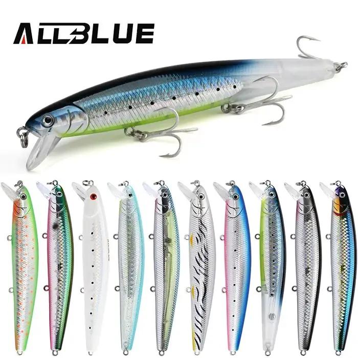 ALLBLUE-Leurre méné phosphorescent en plastique à suspension lente, appât ÉlwobJeff idéal pour la pêche au bar ou au brochet, 110mm, 5/8oz, 110