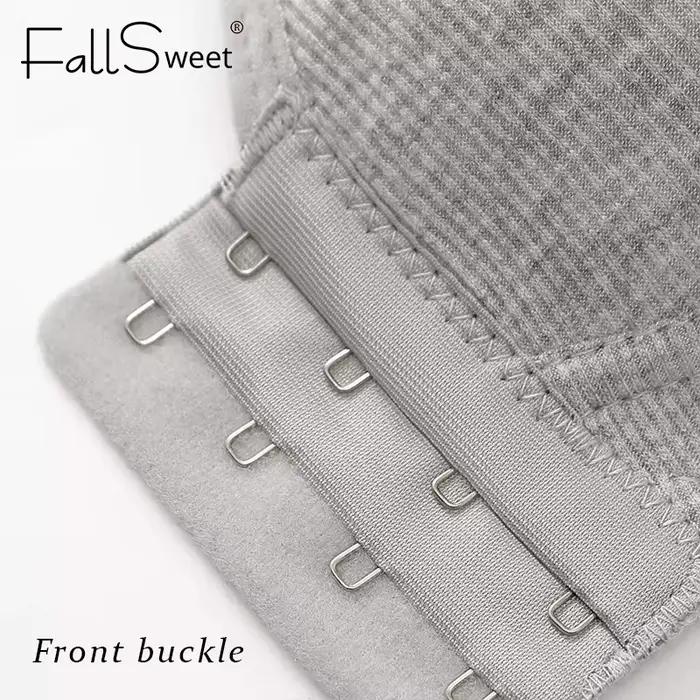 Fallsweet soutien-gorge à fermeture frontale sans couture pour femmes solide sans fil Push Up Bralette couverture complète bonnets fixes sous-vêtements confortables