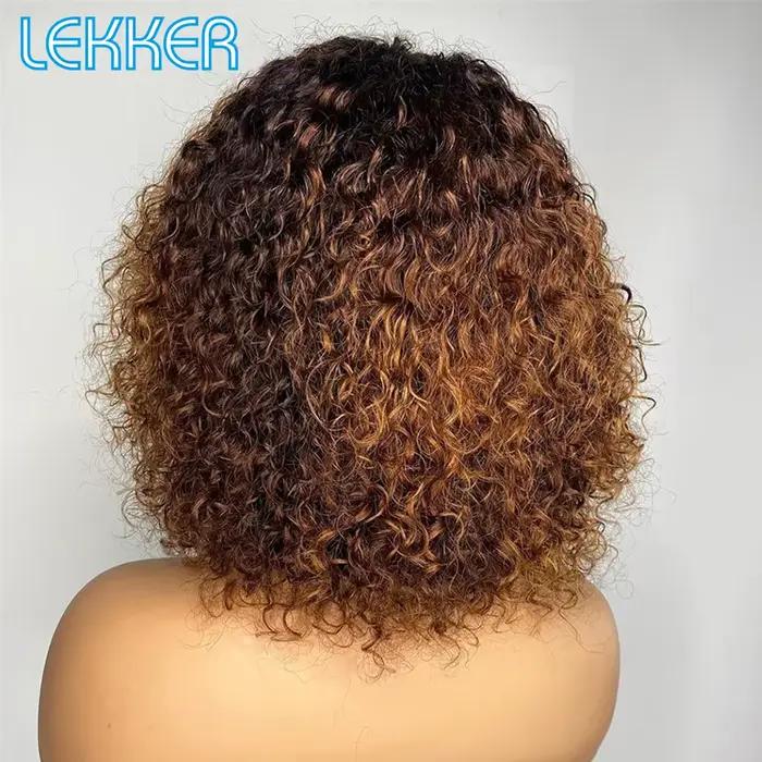 Lekker krátka farba Pixie Afro kučeravé Bob 100% ľudské vlasy parochne pre ženy brazílske Remy