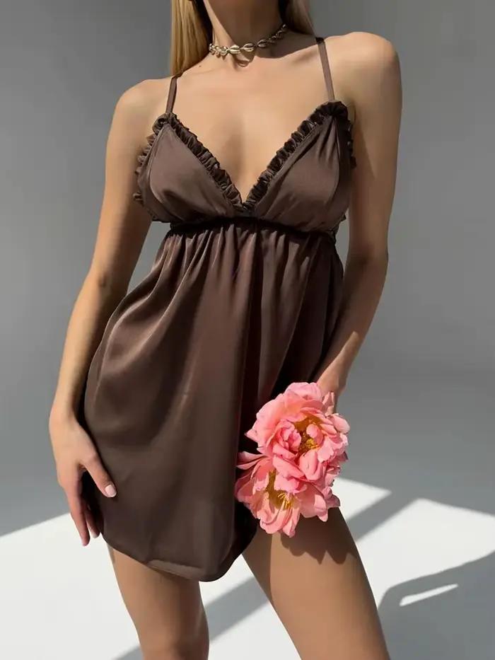 Chemise de nuit en soie pour femme, style boudoir, courte, pour lune de miel, mariage et été, collection Raspberry Honeymoon Sexy Lingerie
