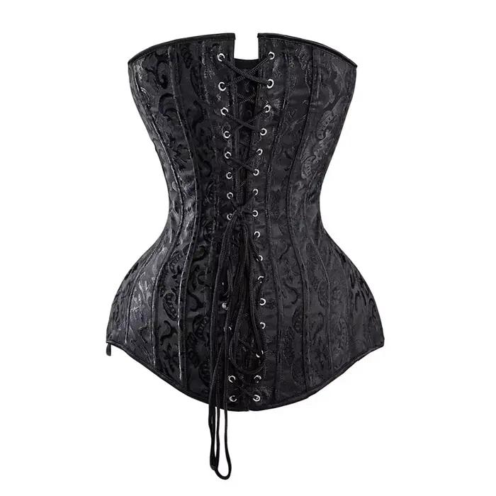 Corsets et bustiers pour femmes, haut de noël, Sexy, en Satin, Long torse, surbuste, brocart, Vintage, grande taille