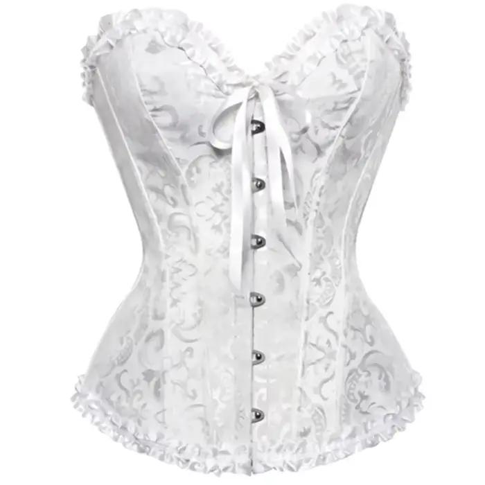 Bustiers et Corsets Sexy, hauts en dentelle florale pour femmes, Vintage, gothique, surbuste, Satin Jacquard