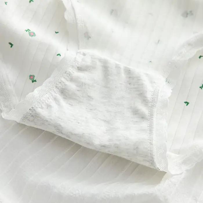 Sous-vêtements confortables en coton pour femmes, culottes respirantes, intimes, taille moyenne, couleur verte, à rayures, mignonnes, pour filles
