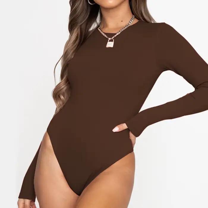 Body à manches longues pour femmes, corps moulant coupe ajustée, combinaison une pièce décontractée, tenues d'automne et d'hiver, noir, blanc, rouge, bleu