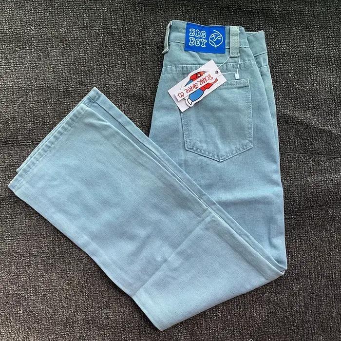 Y2K výšivka Baggy džínsy pre chlapcov ženy Streetwear gotické kreslené modré