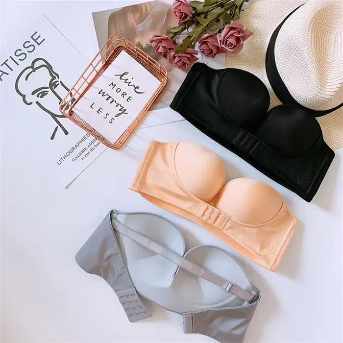 Soutien-gorge sans bretelles à fermeture frontale pour femme, sous-vêtements invisibles, Sexy, Push Up, une pièce, sans fil