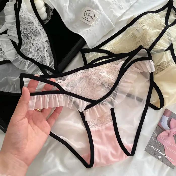 Sexy a čistá túžba dámske nohavičky s čipkovaným lemom