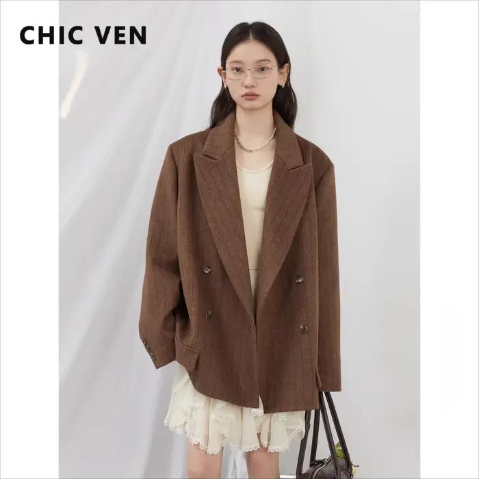 CHIC VEN - Dámske vintage vlnené sako s výstrihom do V