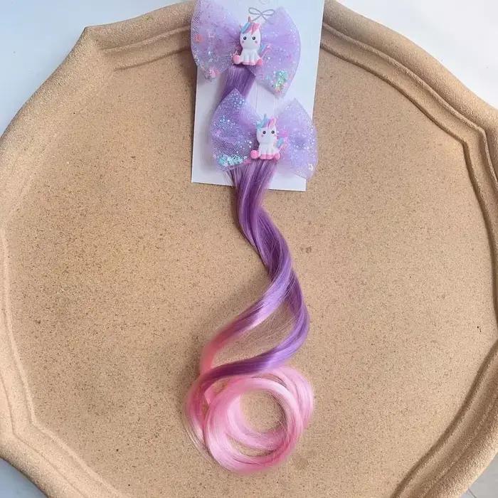 2-dielna nová krásna princezná dúhová jednorožcová parochňa pre dievčatá