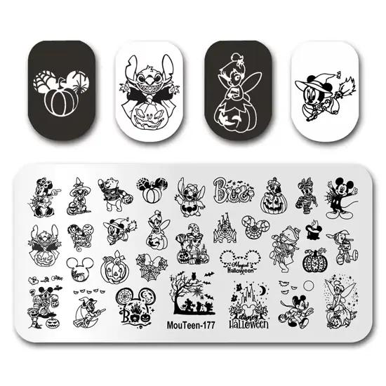 MouTeen-148 veľké nechtové šablóny Disney Mickey Mouse manikúrová sada na