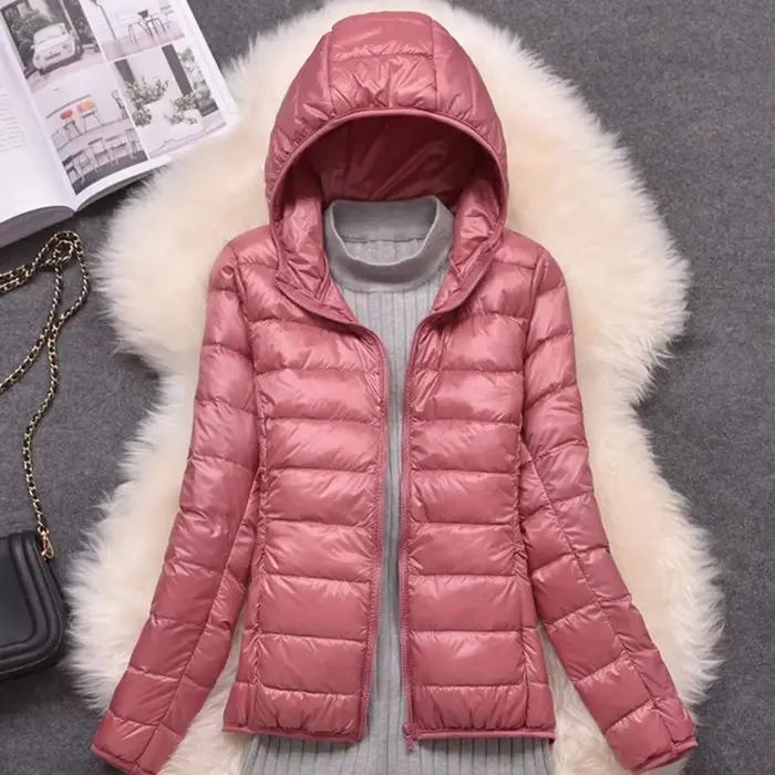 Doudoune légère pour femme avec capuche, matériau polyester, duvet de canard blanc, pour automne et hiver, nouvelle arrivée 2024