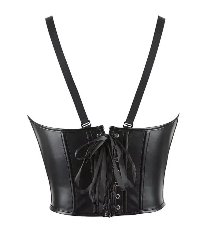 Corset sous-poitrine sexy en cuir Steampunk, Bustier Push-Up avec bretelles Punk, Top sculptant, Gilet serre-taille, Basques, Corselet