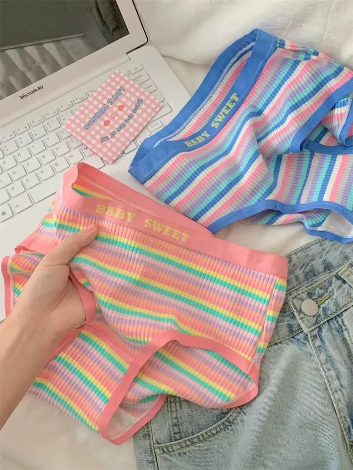 Mujer Bragas Sexys femme Lingerie Sexy pour femmes japonais sous-vêtements pour fille Tangas slips rayure coton culotte Tang caleçons