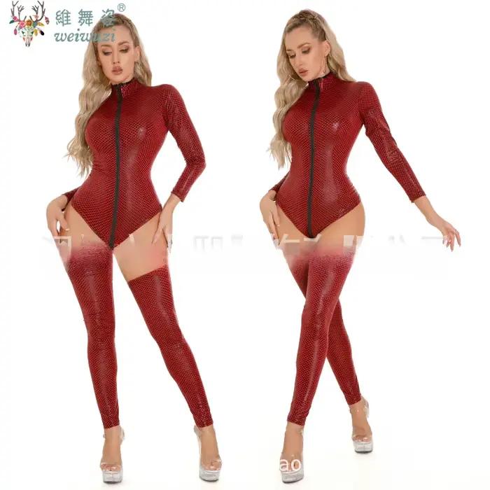 Dámske latexovo-kožené body s opaskom