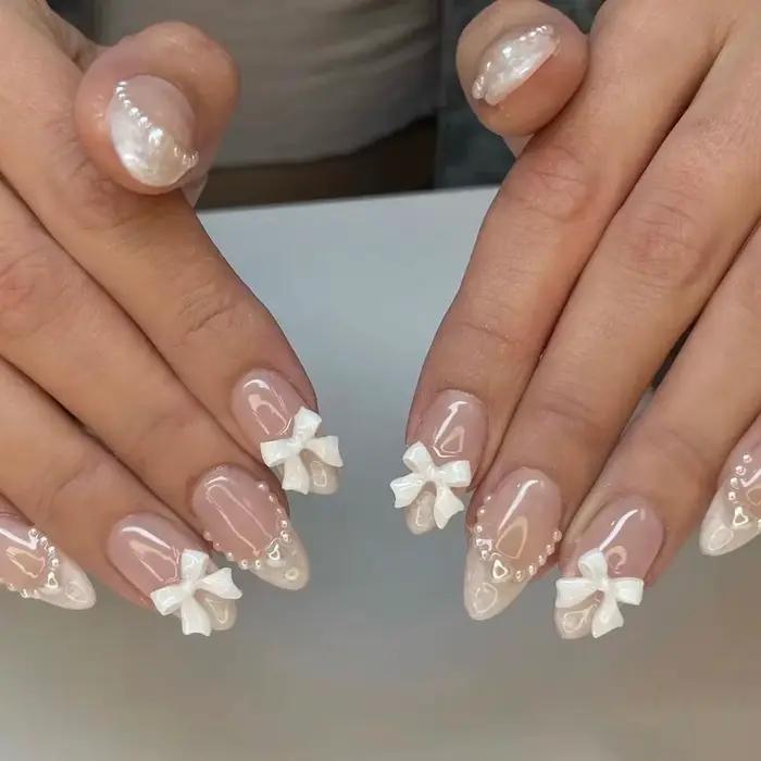 Faux ongles élégants en acrylique style maritime pour femmes occasions spéciales manucure professionnelle at home