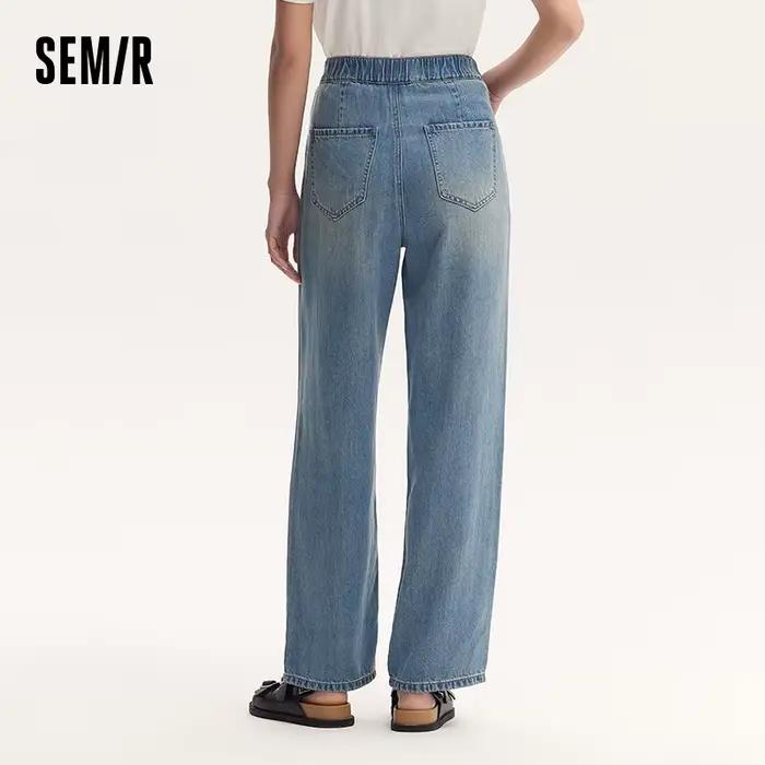 Jeans féminins Semir en lyocell à jambes larges, sensation de fraîcheur, coupe classique, confortable, polyvalent et flatteur pour femmes occasions estivales